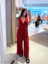Plissee Jumpsuit Rost