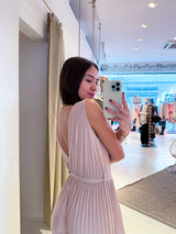 Plissee Jumpsuit Beige