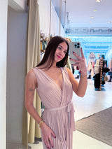 Plissee Jumpsuit Beige