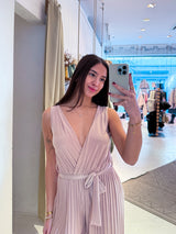 Plissee Jumpsuit Beige