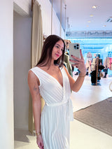 Plissee Jumpsuit Weiß
