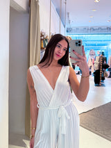 Plissee Jumpsuit Weiß