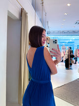 Plissee Jumpsuit Royalblau