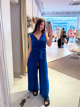 Plissee Jumpsuit Royalblau