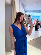 Plissee Jumpsuit Royalblau