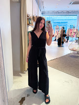 Plissee Jumpsuit Schwarz