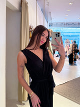 Plissee Jumpsuit Schwarz