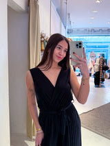 Plissee Jumpsuit Schwarz