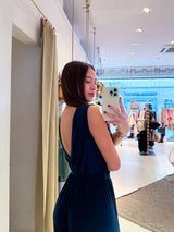 Plissee Jumpsuit Navy