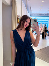Plissee Jumpsuit Navy