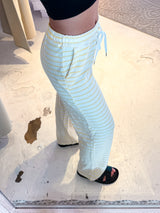 Stoffhose gestreift Weiß/Gelb