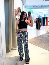 Elastische Stoffhose mit Muster