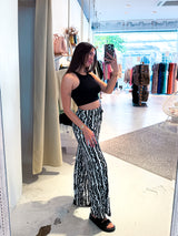 Elastische Stoffhose mit Muster