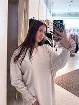 Pullover Kleid Beige