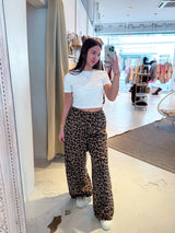 Waffle Hose mit Leomuster Camel