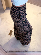 Waffle Hose mit Leomuster Camel