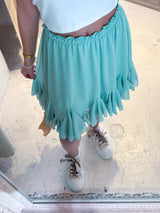 Kurzer Rock mit Rüschen Mint