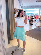 Kurzer Rock mit Rüschen Mint