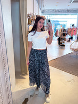 Plissee Hose mit Leomuster Grau