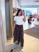 Plissee Hose mit Leomuster Camel