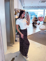 Plissee Hose mit Leomuster Camel