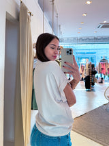 Cropped Bluse mit Knoten Beige