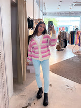 Lockere Strickjacke Gestreift Pink