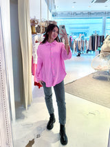 Kurze Waffle Bluse Pink