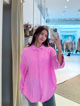 Kurze Waffle Bluse Pink