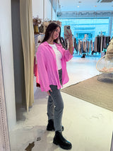 Kurze Waffle Bluse Pink