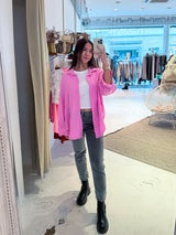 Kurze Waffle Bluse Pink