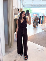 Plissee Jumpsuit Braun