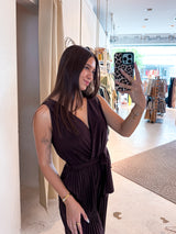 Plissee Jumpsuit Braun