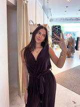 Plissee Jumpsuit Braun