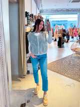 Kurze Teddy Weste mit Knopfleiste Hellgrau