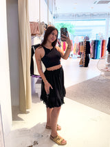 Kurzer Rock mit Rüschen Schwarz