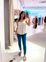 Top mit Spitze Beige