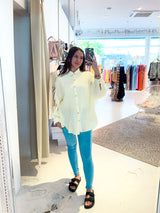 Kurze Waffle Bluse Gelb