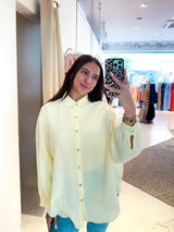 Kurze Waffle Bluse Gelb