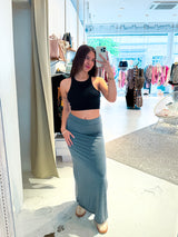 Enger Maxirock mit Schlitz Dunkelgrau