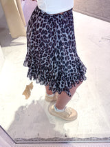 Kurzer Rock mit Rüschen und Leomuster Schwarz