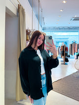 Kurze Waffle Bluse Schwarz