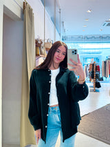 Kurze Waffle Bluse Schwarz