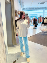 Kurze Waffle Bluse Beige