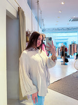 Kurze Waffle Bluse Beige