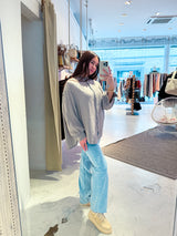 Kurze Waffle Bluse Taupe