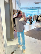 Kurze Waffle Bluse Taupe