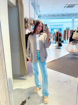 Kurze Waffle Bluse Taupe