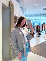 Kurze Waffle Bluse Taupe