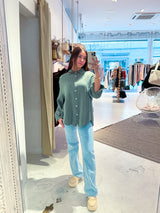 Kurze Waffle Bluse Olive